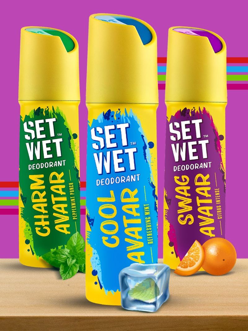 SET WET Cool, Charm and Swag Avatar Deodorant Spray  -  For Men (450 ml, Pack of 3)