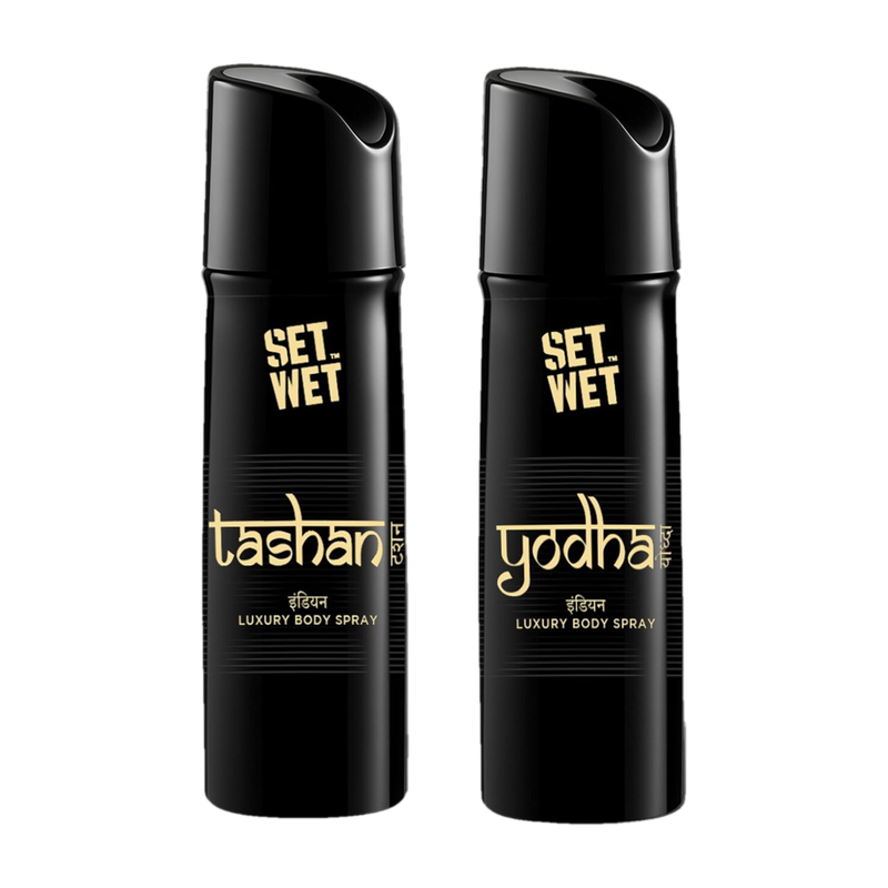 SET WET Yodha,Tashan Luxury & Long Lasting Body Spray I Manly & Luxury Fragrance for Men Deodorant Spray - For Men (300 ml, Pack of 2)