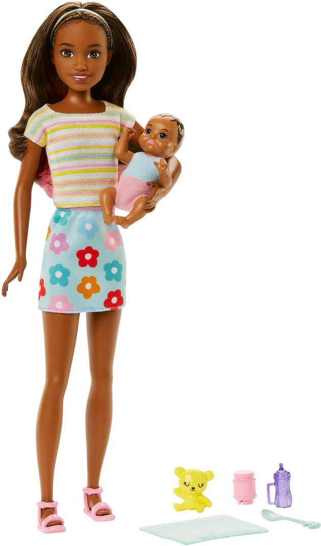 BARBIE Dolls and Accessories, Brunette Skipper Doll with Baby Figure Multicolor