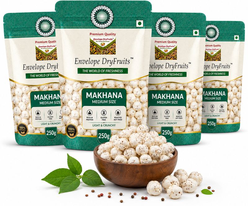 Envelope Dryfruits Natural Makhana (4 x 250 g)