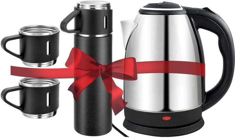 Sedoka Electric Kettle & Vacuum Flask Set (500ml,Multicolor) With 3 coffee Mug , Electric Kettle (2 L, Silver)