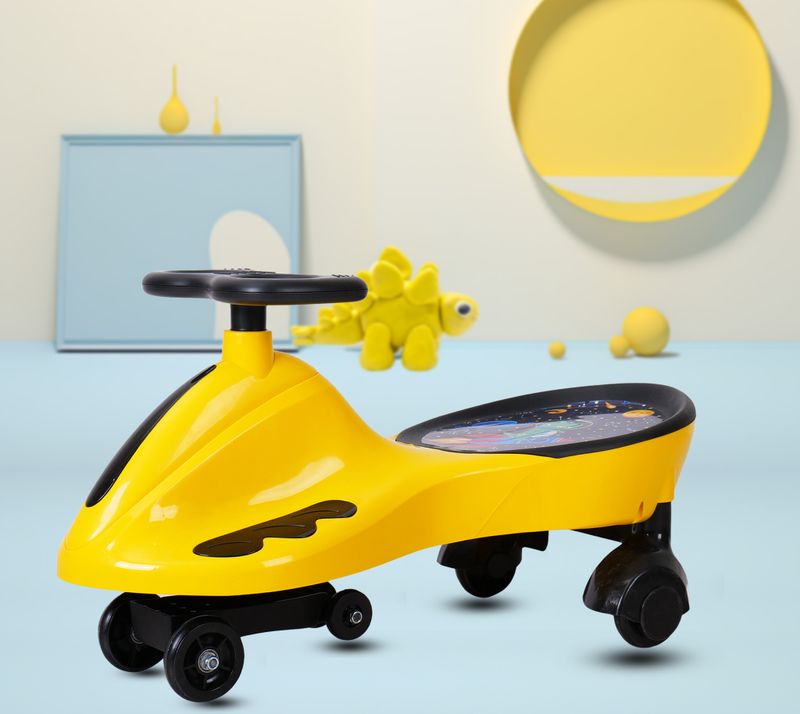 Miss & Chief Voyager-Dino Swing Car Rideon for kids, Magic car for Boys & Girls Rideons & Wagons Non Battery Operated Ride On (Yellow)