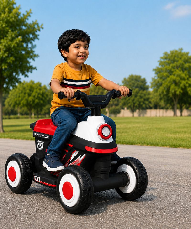 Miss & Chief Zoom Car_ATV, Battery operated with light & music,MP3 player, bluetooth & USB Car Battery Operated Ride On (Red)