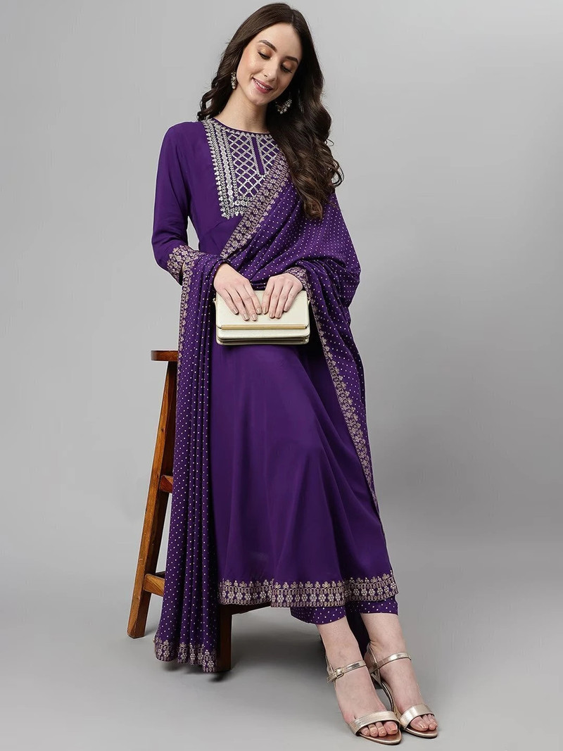 bunai dhaga women viscose rayon kurta palazzo dupatta set