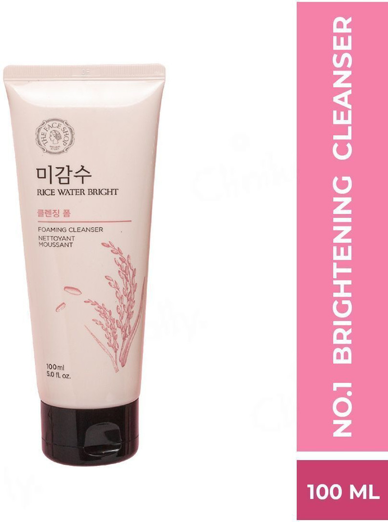 face shop rice water bright foaming cleanser glowing skin even tone wash