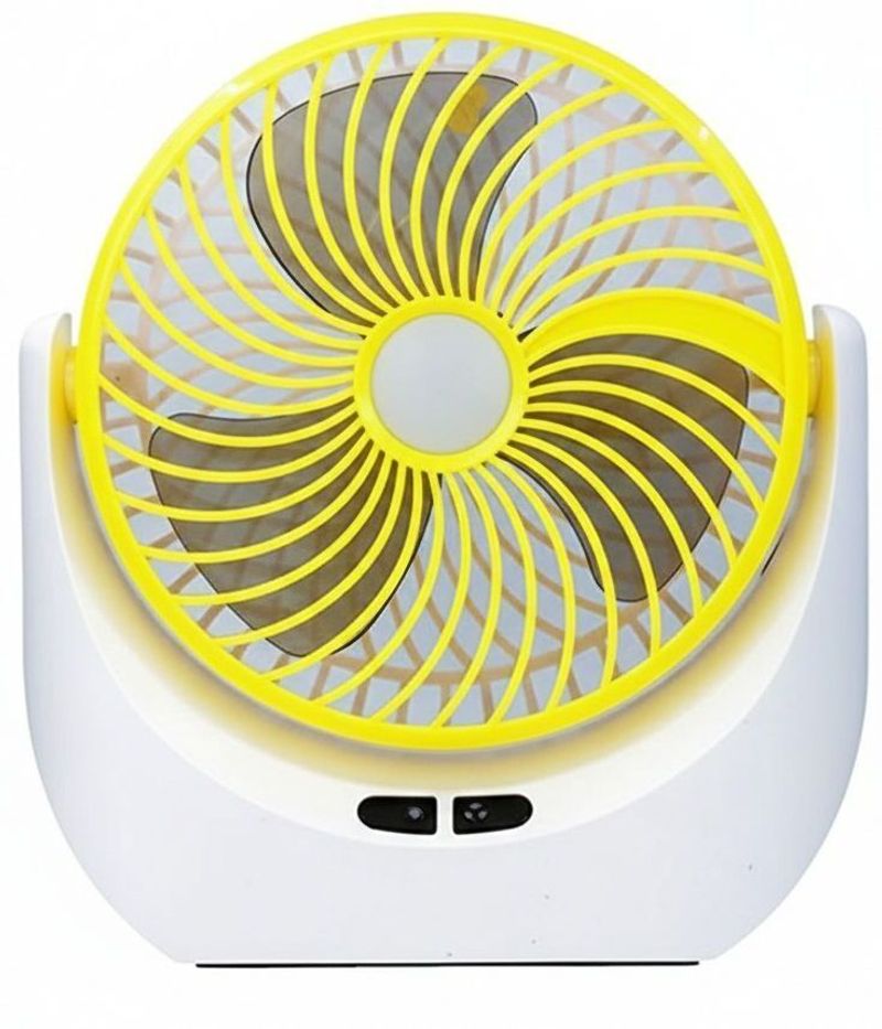 Terviiix High Speed | Rechargeable | Table Fan | LED Light | For Home, Kitchen, Office Ultra High Speed 1400 mm Table Fan (5 Star | Yellow | Pack of 1)