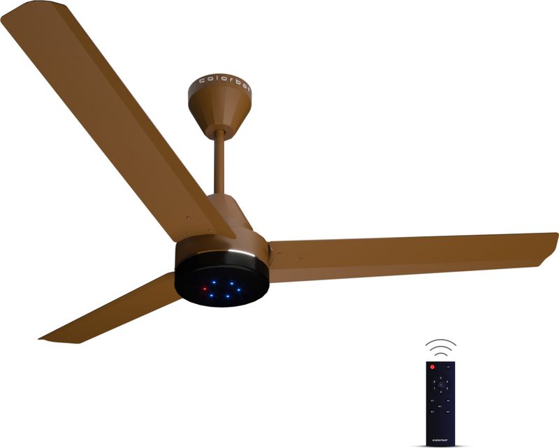 Colorbot Stella BLDC Remote Controlled|Highspeed|LED| Reverse Mode| AeroQuiet+ Technolog with 4 Year Warranty BLDC Motor with Remote, With LED Indicators 1200 mm Ceiling Fan (5 Star | Caramel Brown | Pack of 1)