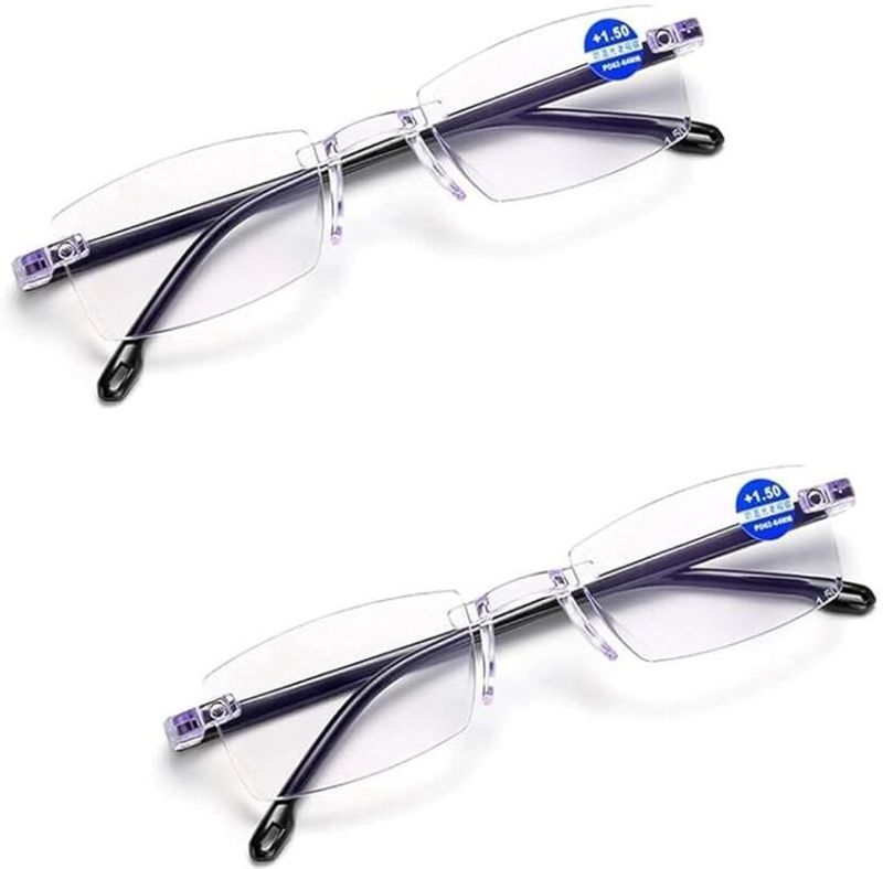 Elyvo Rimless (+2.75) Rectangle Blue Cut Reading Glass For Men & Women (45 mm)
