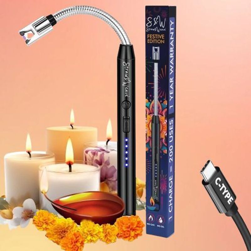 Trakudi Electric & Chargeable Gas Lighter For Kitchen Steel Electronic Gas Lighter Steel Electronic Gas Lighter (Multicolor, Pack of 1)