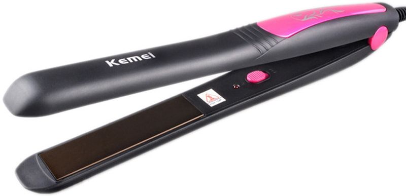 Kemei Ceramic Hair Straightener Electric Flat Iron Straightening Irons Ceramic Hair Straightener Hair Straightener (Pink)