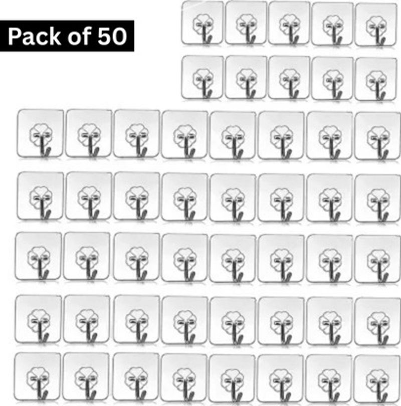 PYORIT Heavy Duty Hooks for Hanging Keys Coats Hats Bags Ceiling Kitchen Accessories Hook 50 (Pack of 50)