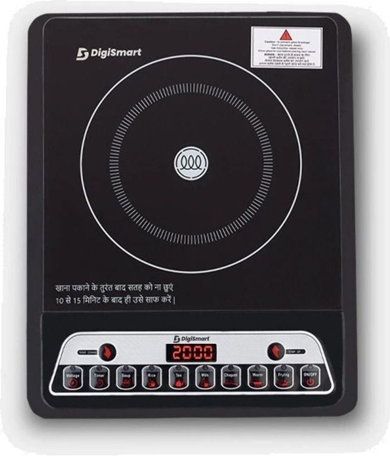 DIGISMART 2000 W Induction Cooktop Push Button (Black, Induction Cooktop Indian Menu Option Automatic power & temperature adjustment)
