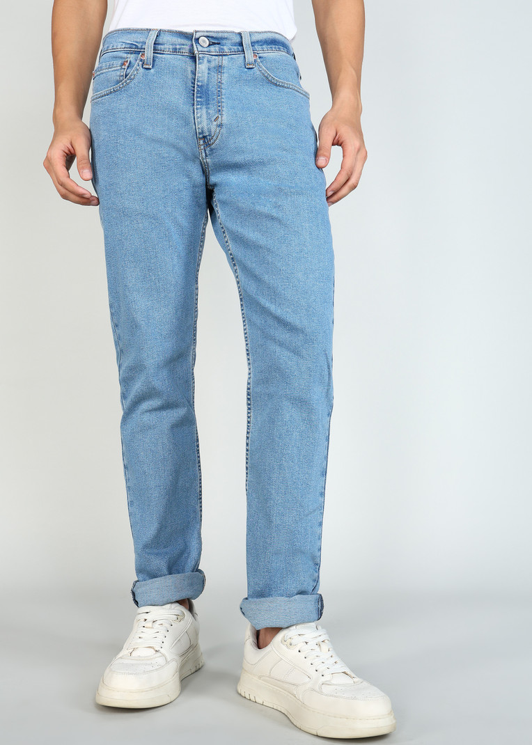 Men Tapered Fit Mid Rise Light Blue Jeans