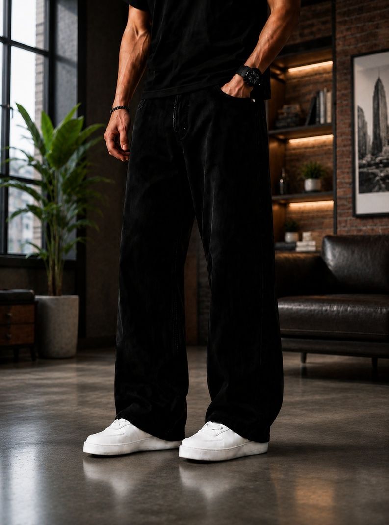 Every Choice Men Straight Fit Mid Rise Black Jeans - Image 6