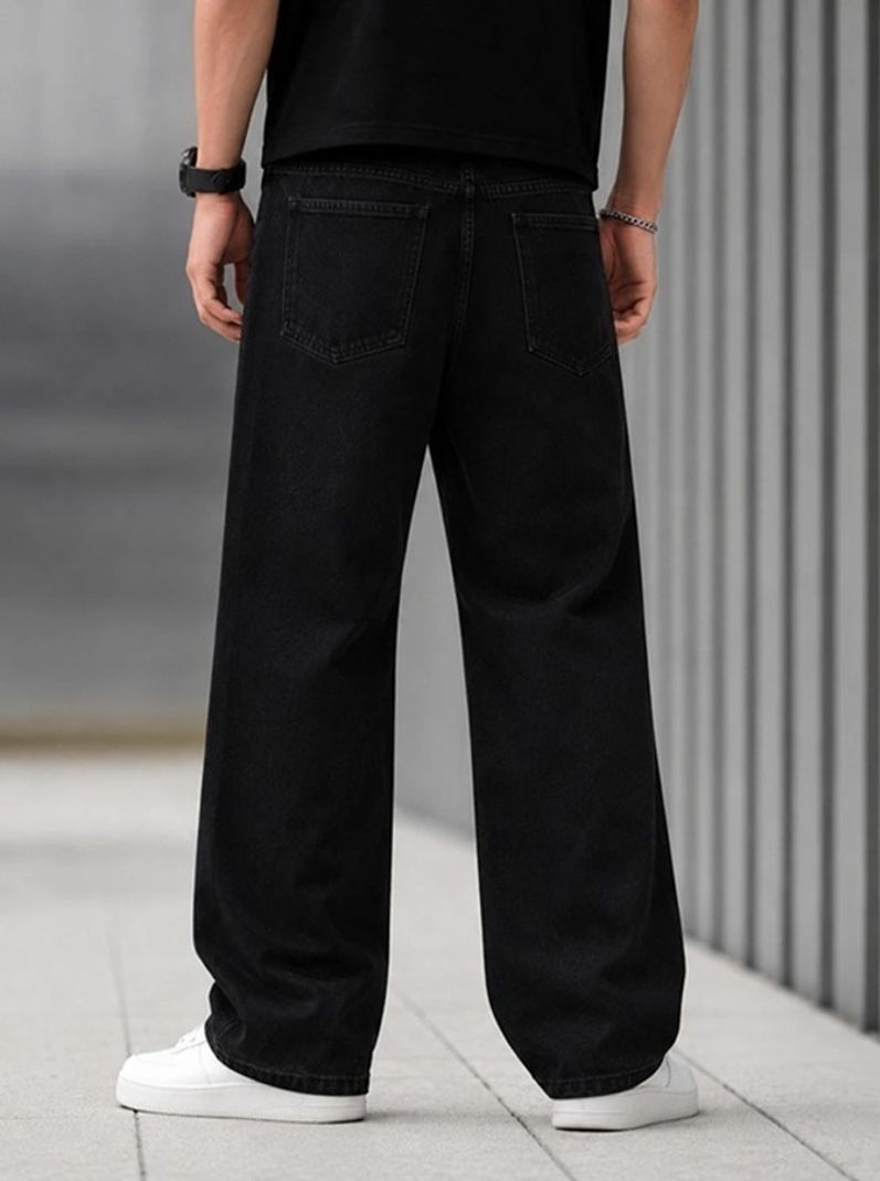 Every Choice Men Straight Fit Mid Rise Black Jeans - Image 3