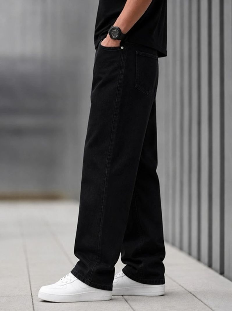 Every Choice Men Straight Fit Mid Rise Black Jeans - Image 4