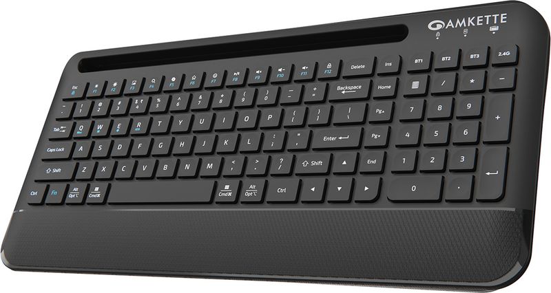 AMKETTE Optimus Pro Max 4 in 1 Bluetooth, Wireless Standard Laptop Keyboard Compatible with Desktop, Laptop, Tablet, iPad, Mac with Multi-Device Bluetooth, 12-inch Tablet & Smartphone Slot (Black)