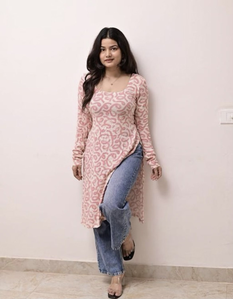 Aarohi Fashion Printed Pure Cotton A-line Kurta Women Pink