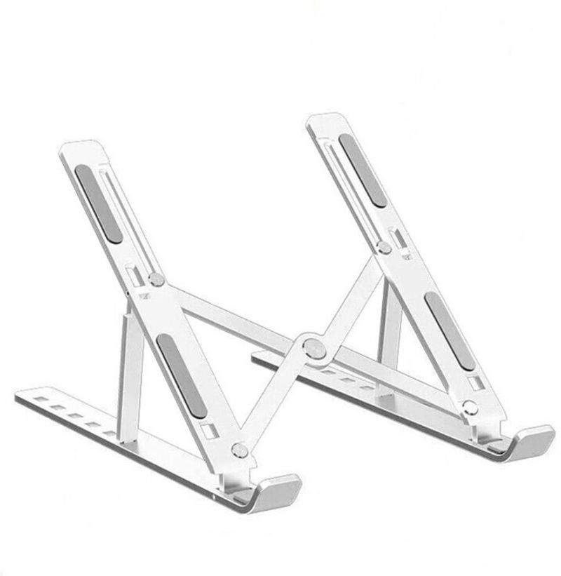Bitline Aluminum Alloy Adjustable, Portable, Foldable, Ergonomic, Tablet Laptop Stand_01 Aluminium Desk Stand Laptop Stand with Adjustable Height Compatible with Universal Laptops (Grey)