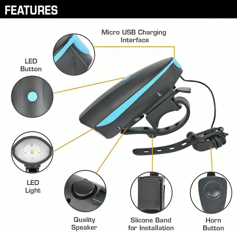 BLACKBELL Ultra Bright Bicycle Front Light with Horn - Image 3