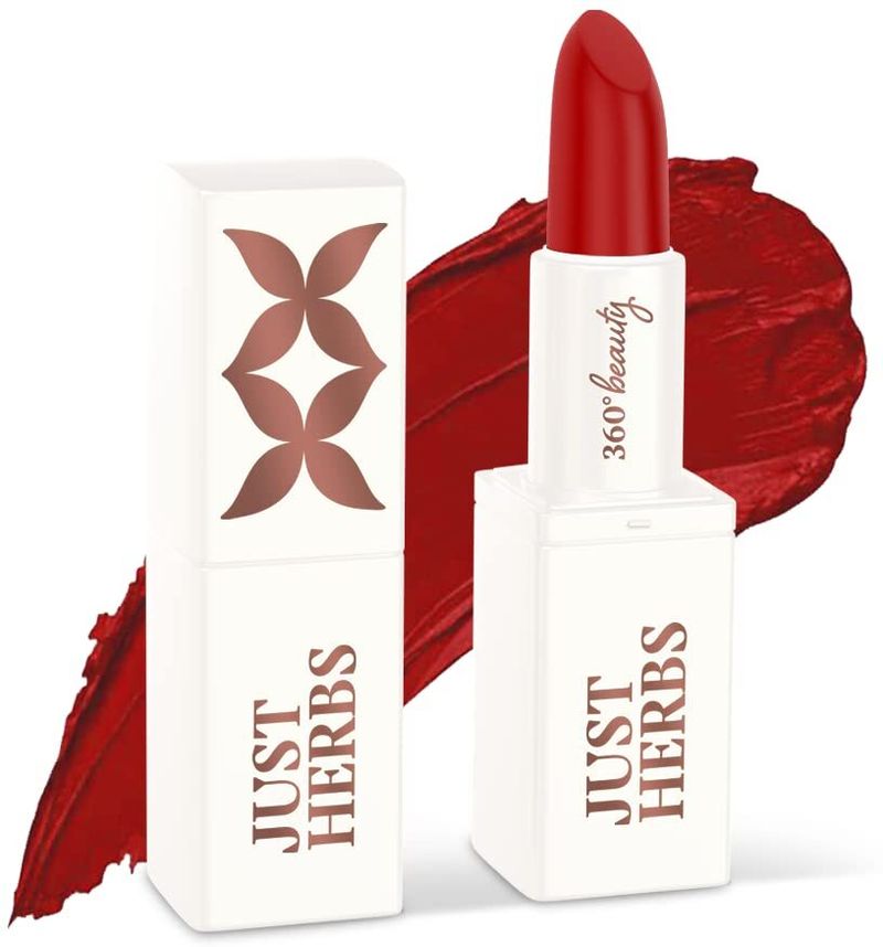 Just Herbs Ayurvedic Creamy Matte Burnt Red Lipstick for Women - Paraben Free (Burnt Red, 4.2 g)