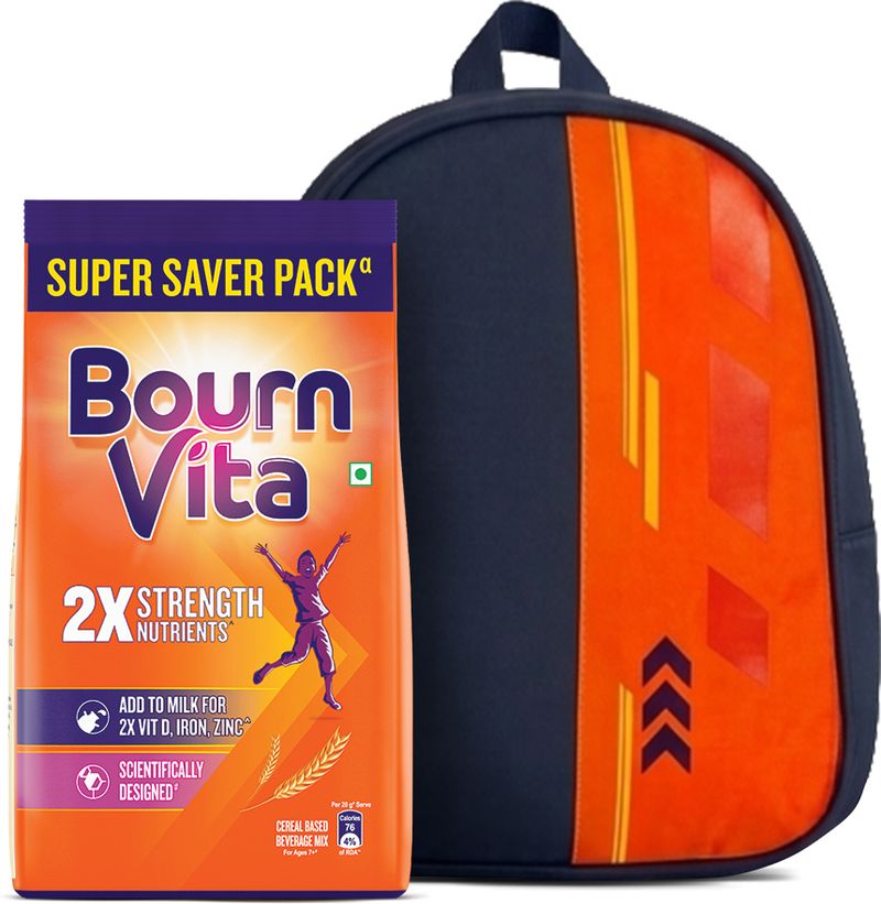 BOURNVITA Chocolate Nutrition Drink Pouch with School Bag (1 kg)