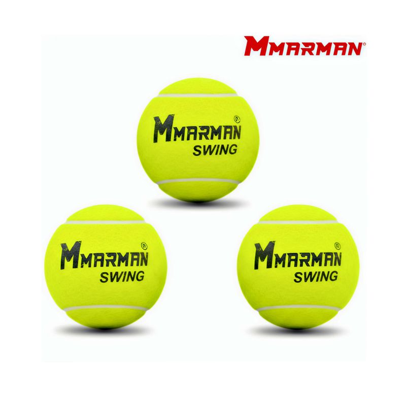 Marman SWING Cricket Tennis Ball (Standard, Pack of 3, Yellow)