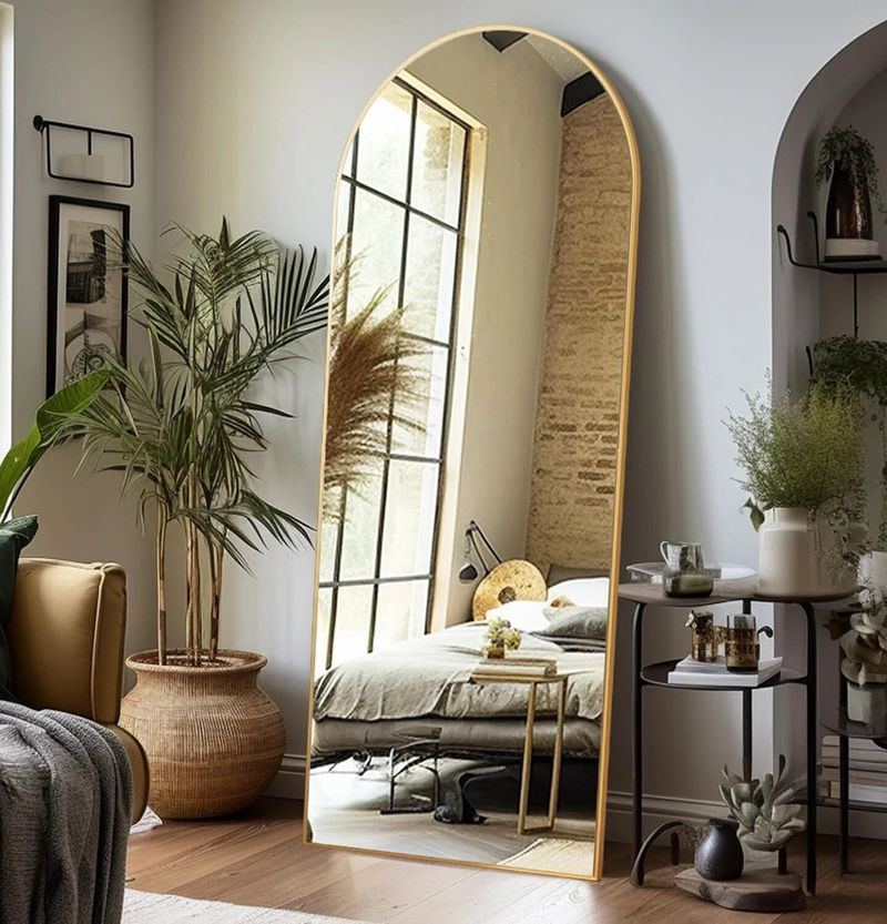 ARTMENT Vista Arched Floor Golden Frame(150 X 40 CM) Decorative Mirror (Decorative)