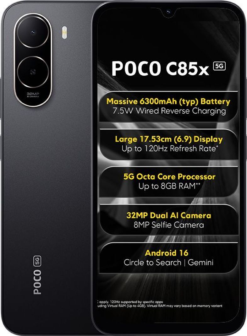 POCO C85x (Elite Black, 64 GB) (4 GB RAM)