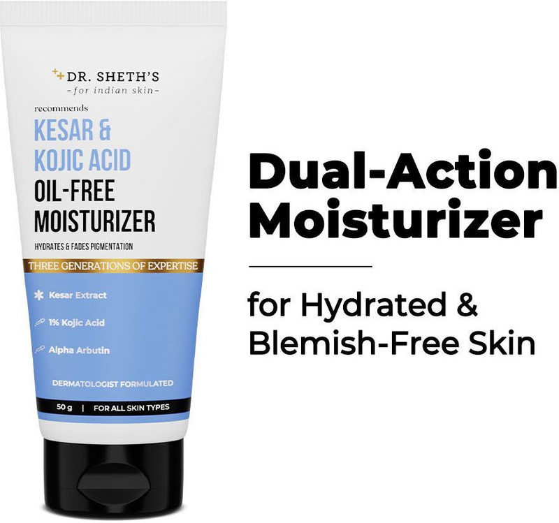 dr sheths kesar kojic acid oil free moisturizer hydrates fades pigmentation 50g