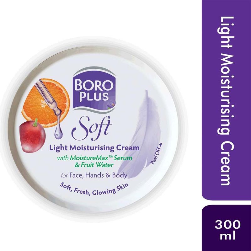 BOROPLUS Soft Light Moisturising Cream Light & Non-sticky Provides 24 hour moisturisation (300 ml)