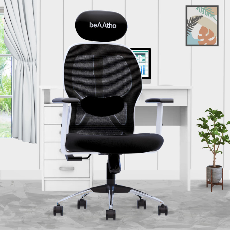 beaatho Leo High Back Ergonomic Revolving Office Executive Chair Mesh Office Adjustable Arm Chair Black, Optional Installation Available
