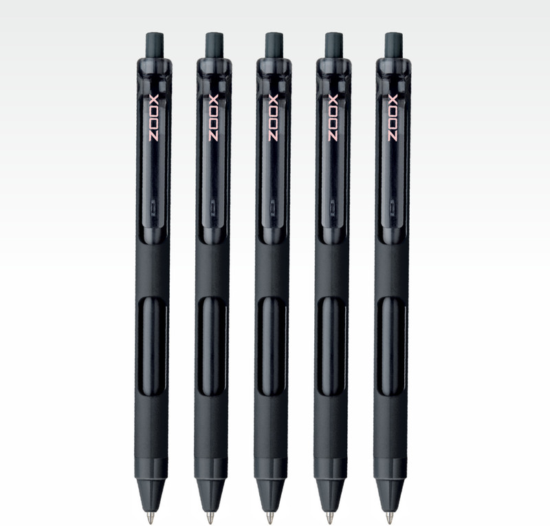 FLAIR Zoox Minimalistic Design Rubberised Body F7 0.7 mm Retractable Mechanism Roller Gel Pen Pack of 5, Ink Color - Black