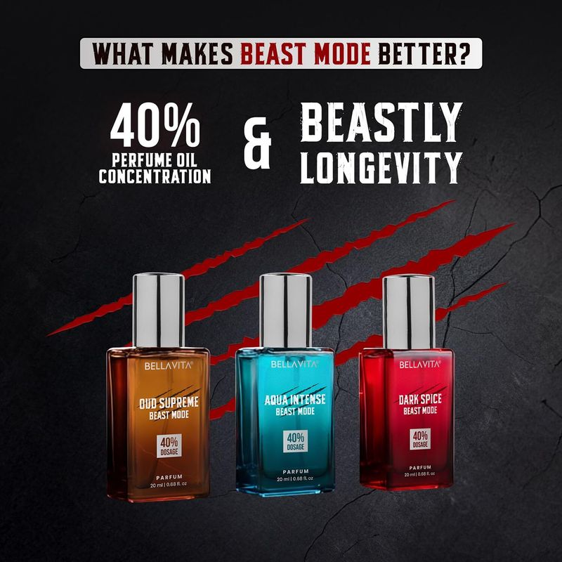 BELLAVITA Beast Mode Perfume Collection for Men (3x20ML) Long Lasting Fragrance|EDP Eau de Parfum - 60 ml (For Men) - Image 6