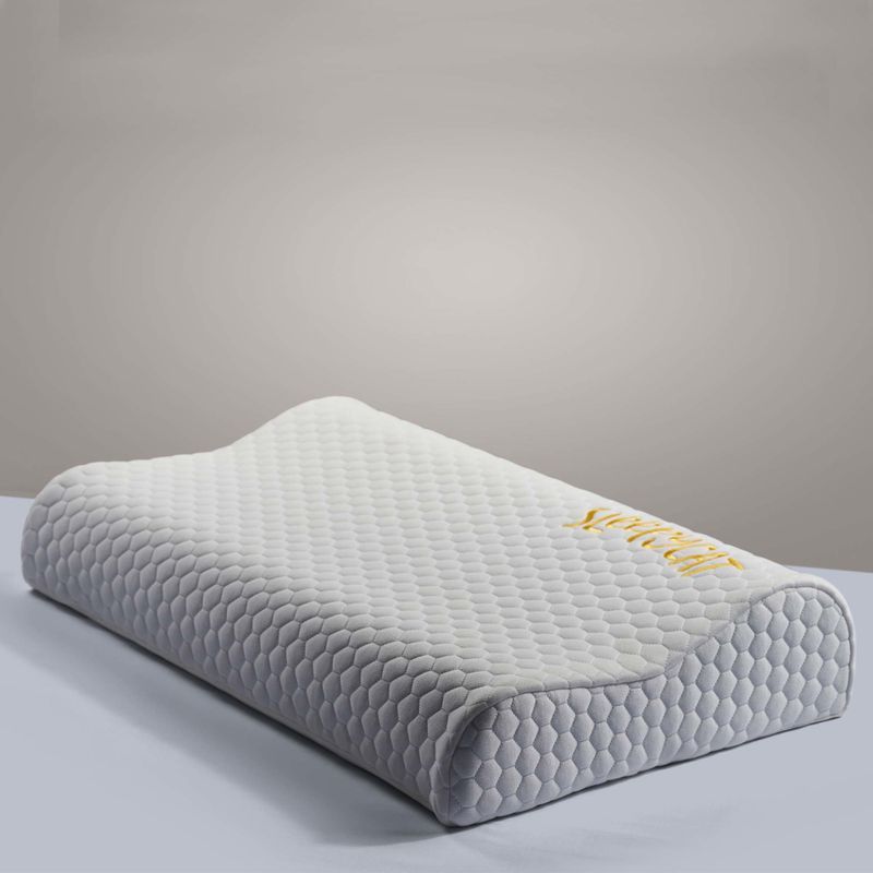 SleepyCat Memory Foam Orthopaedic Pillow Pack of 1 Solid Contour Bamboo Fabric (White)