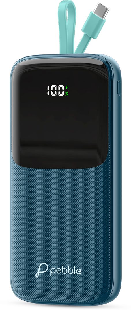 Pebble 10000 mAh Ultra Compact Pocket Size Power Bank (Blue, Lithium Polymer, Fast Charging for Mobile)