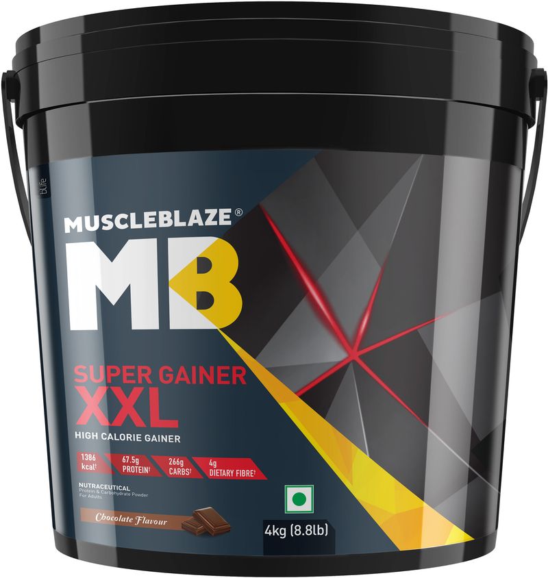 MUSCLEBLAZE Super Gainer XXL, For Muscle Gain Weight Gainers/Mass Gainers (4 kg, Chocolate)