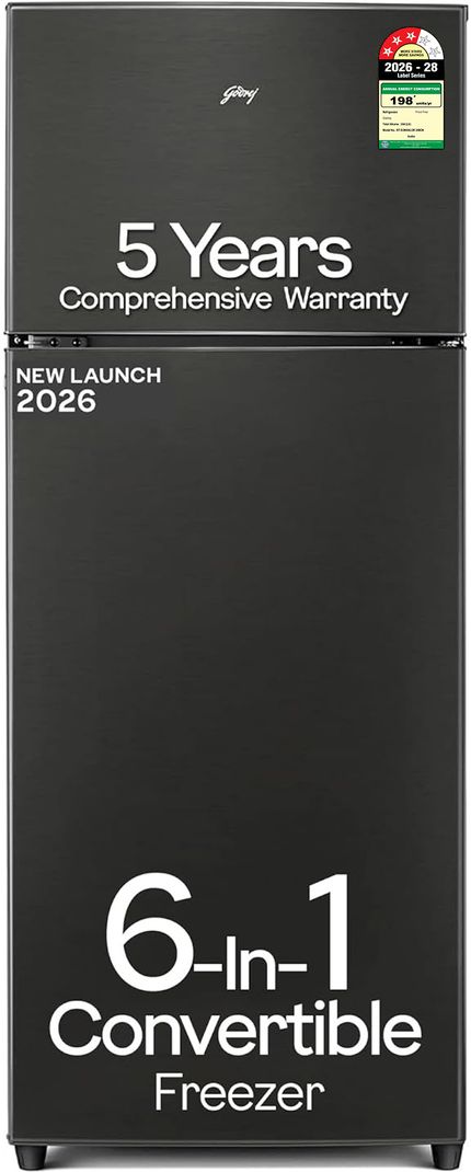 Godrej 244 L Frost Free Double Door 3 Star Refrigerator with AI Powered 6-in-1 Freezer Convertible 30 Days Farm Freshness 95%+ Food Surface Disinfection (Fossil Steel, RT EONVALOR 280CN RCIF FS ST)
