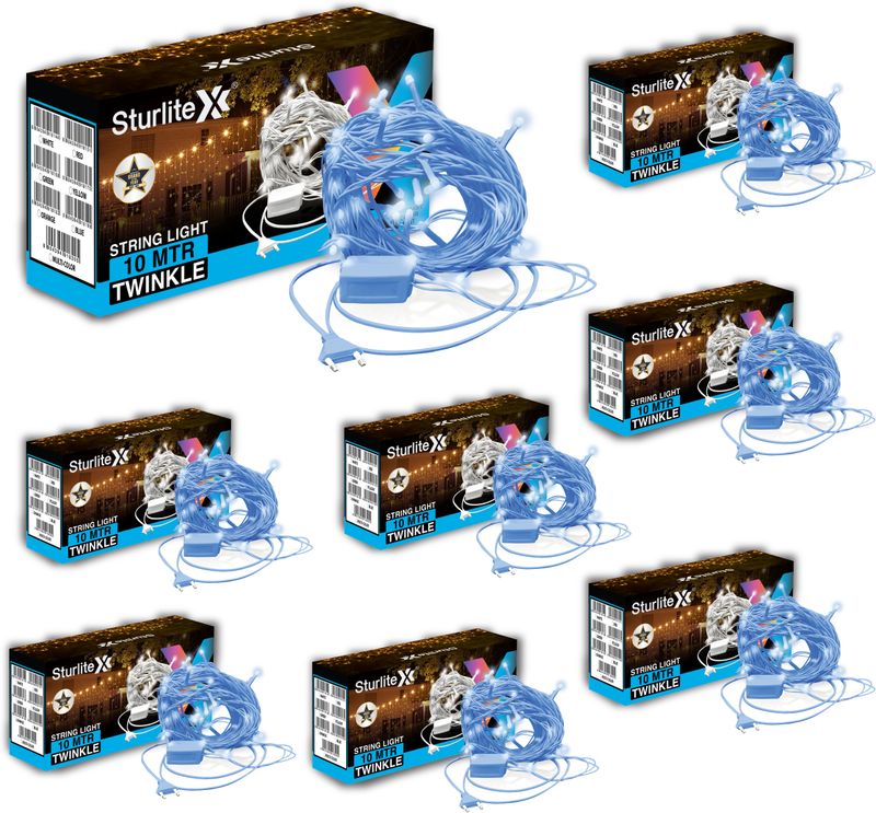 Sturlite 46 LEDs 10 m Blue Flickering, Steady Bulb Rice Lights (Pack of 8)