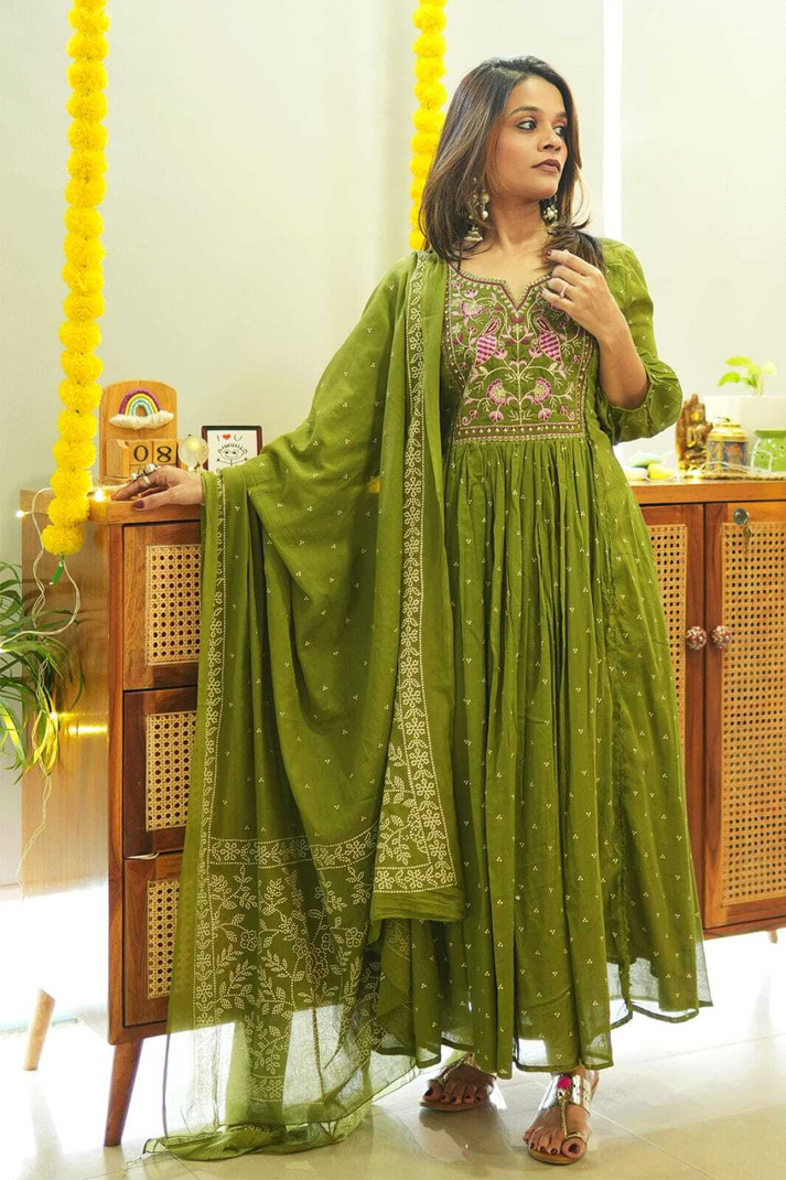 revagerun Trending Self Design Anarkali Kurta, Bottom & Dupatta Set
