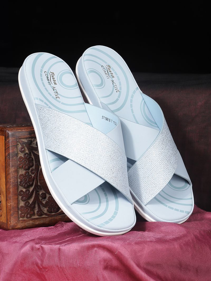 Bata Women Flats Sandal (Blue , 5)