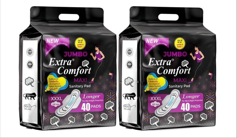 Extra Comfort 80 PCS Jumbo Sanitary 100% Natural Cotton Pad leakage Proof Sanitary Napkins Sanitary Pad (Pack of 80)