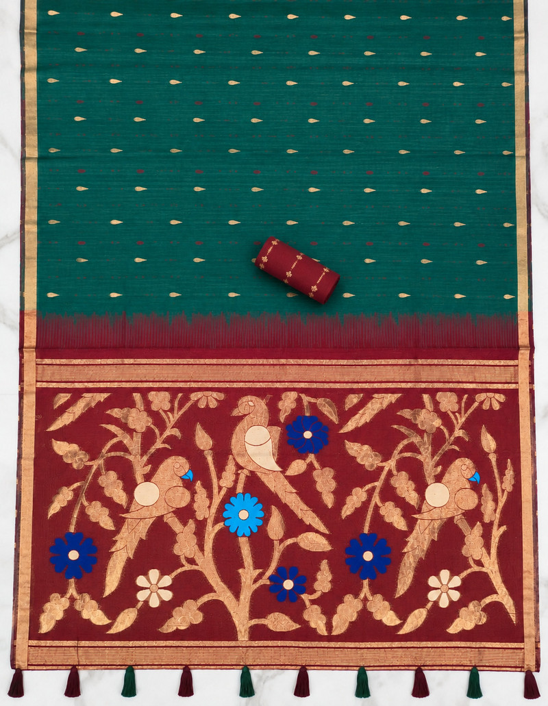 BEAUTY ANNEXE Woven Jamdani Muslin Saree Multicolor
