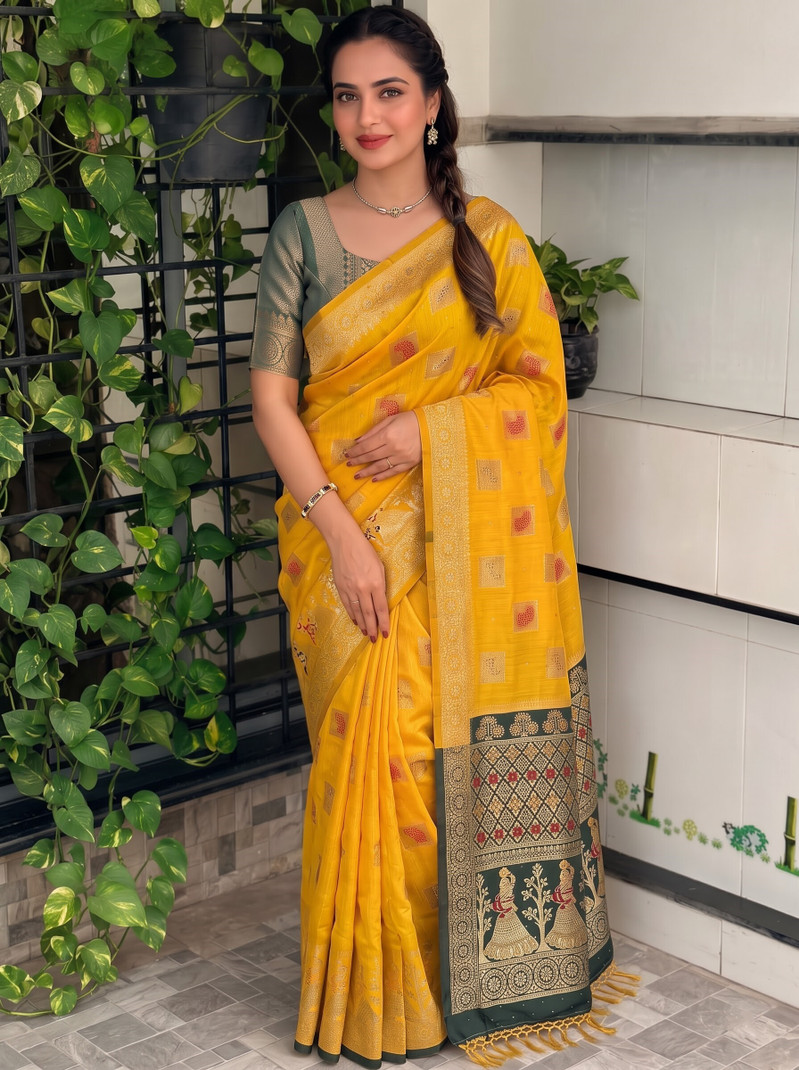 Kylar Woven Banarasi Pure Silk Saree Multicolor