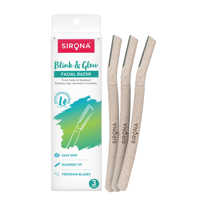 SIRONA Reusable Face Razor | Painless Facial Hair Removal | Face, Eyebrow & Upper Lip, Women (Pack of 3)