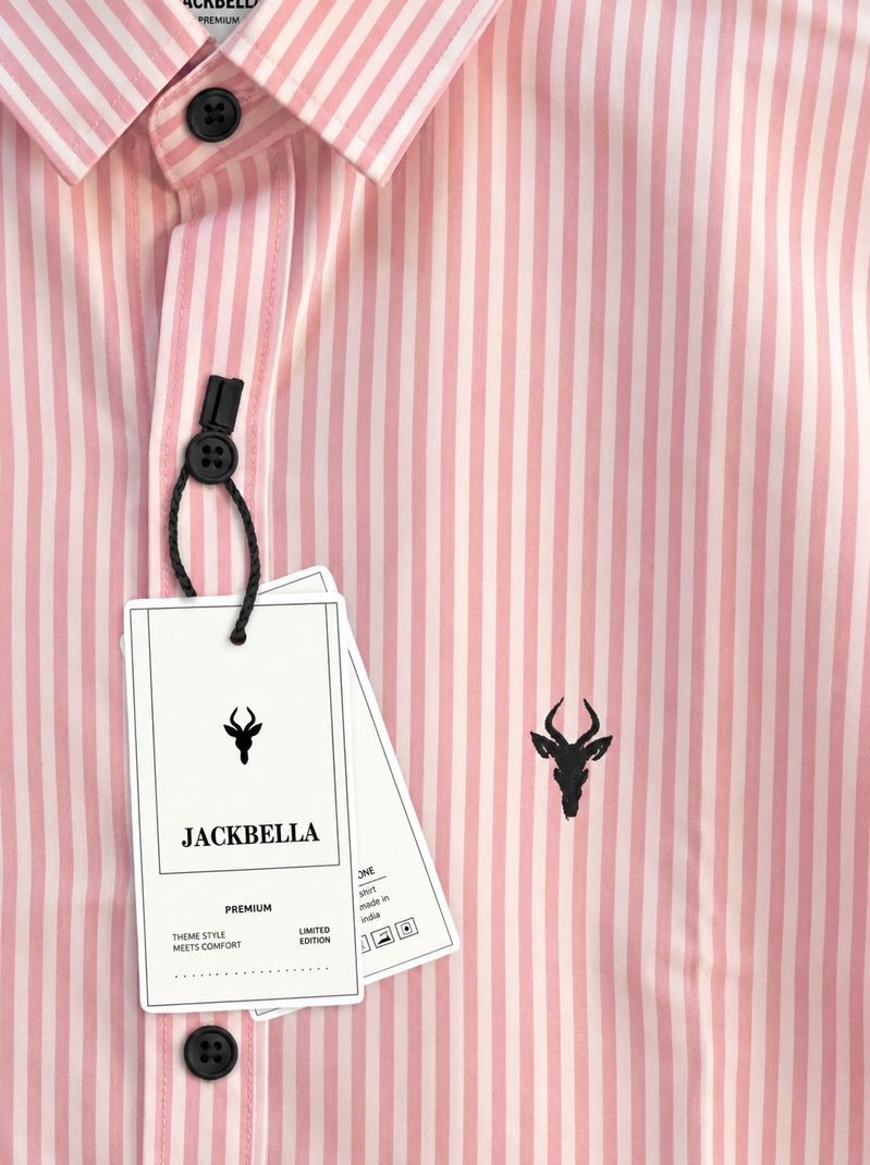 JACKBELLA Men Regular Fit Striped Spread Collar Casual Shirt - Image 4