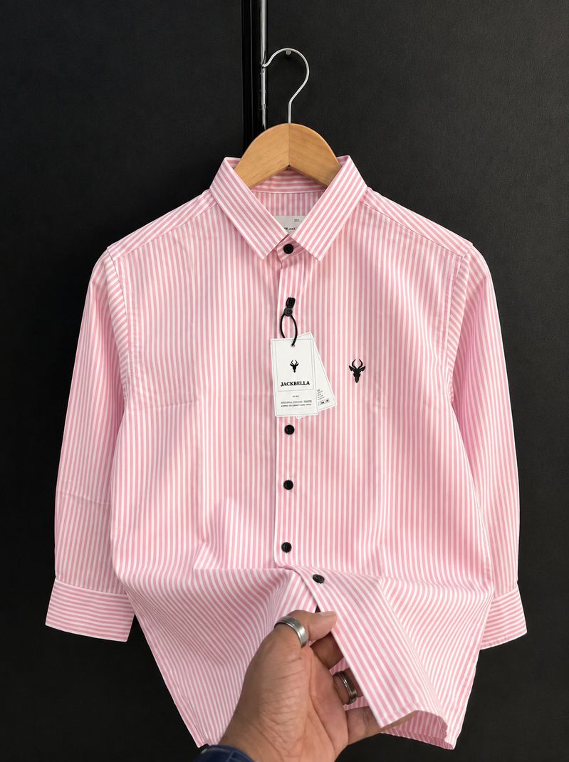 JACKBELLA Men Regular Fit Striped Spread Collar Casual Shirt - Image 2
