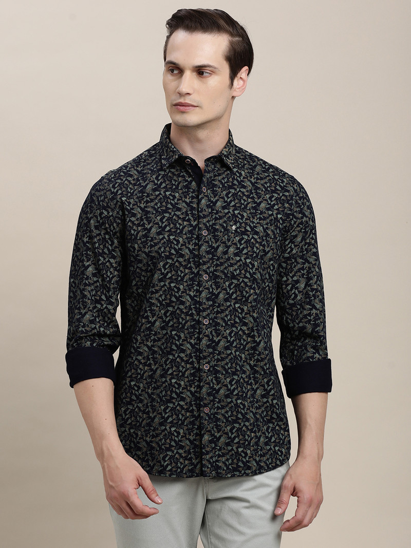 turtle men printed casual blue shirt