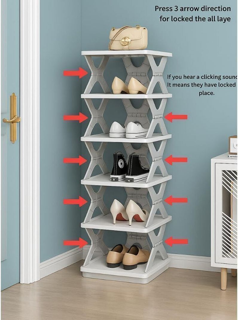 STELITE shoe rack,shoe stand for home,shoes stands,foldable shoe rack,shoe rack foldable Plastic Shoe Stand (GREY, 5 Shelves, DIY(Do-It-Yourself))