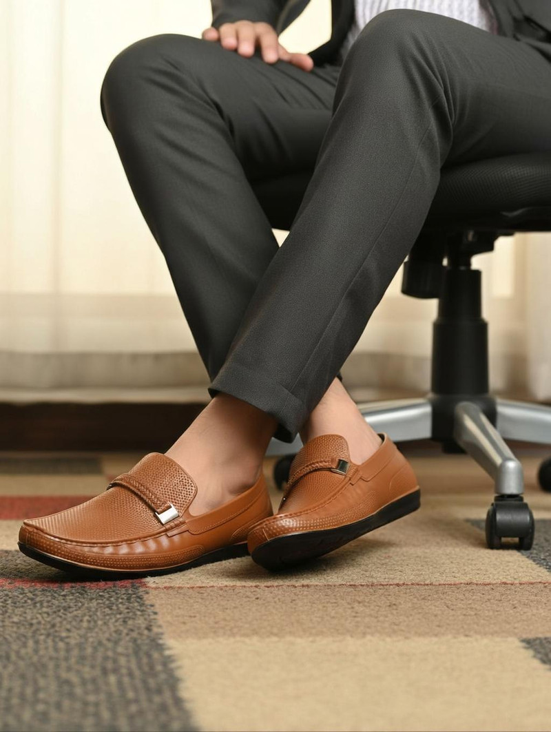 AJANTA Casual PVC Waterproof Loafers For Men (Tan , 11)